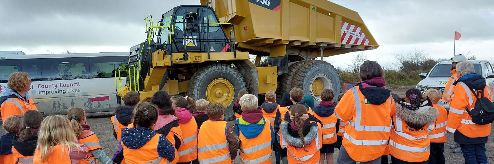 Axbridge First School students see quarrying in action